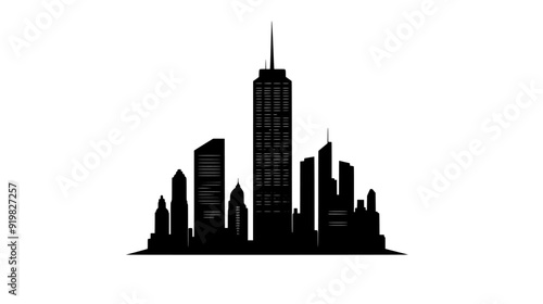 Towering skyscraper with broad base and series of setback levels, vector illustration art