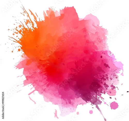 Watercolor splashes forming a pink and magenta cloud shape on a transparent background for creative design projects	
