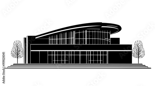 Building with an auditorium and stage for cultural performances, vector illustration art