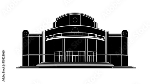 Building with an auditorium and stage for cultural performances, vector illustration art
