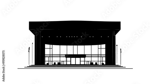 Building with an auditorium and stage for cultural performances, vector illustration art
