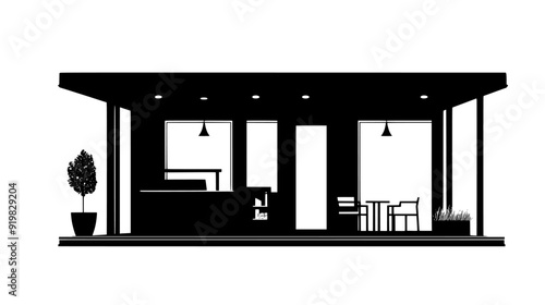 Temporary pavilions with modular design set up for short-term use, vector illustration art