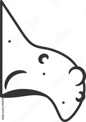 Witch Nose Illustration, Wart Lumpy Nose