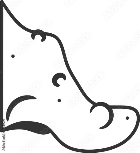 Witch Nose Illustration, Wart Lumpy Nose