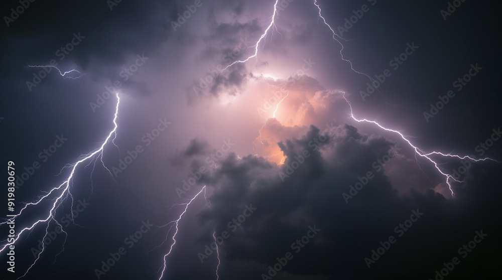 A dark sky illuminated by a bright lightning bolt, creating a dramatic and powerful scene. A dark sky illuminated by a bright lightning bolt, creating a dramatic and powerful scene.