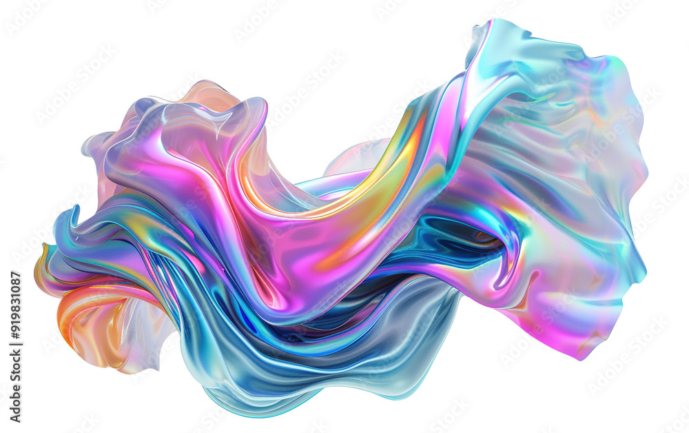 Obraz premium 3d rendering multicolored flowing abstract iridesc isolated on white or transparent background