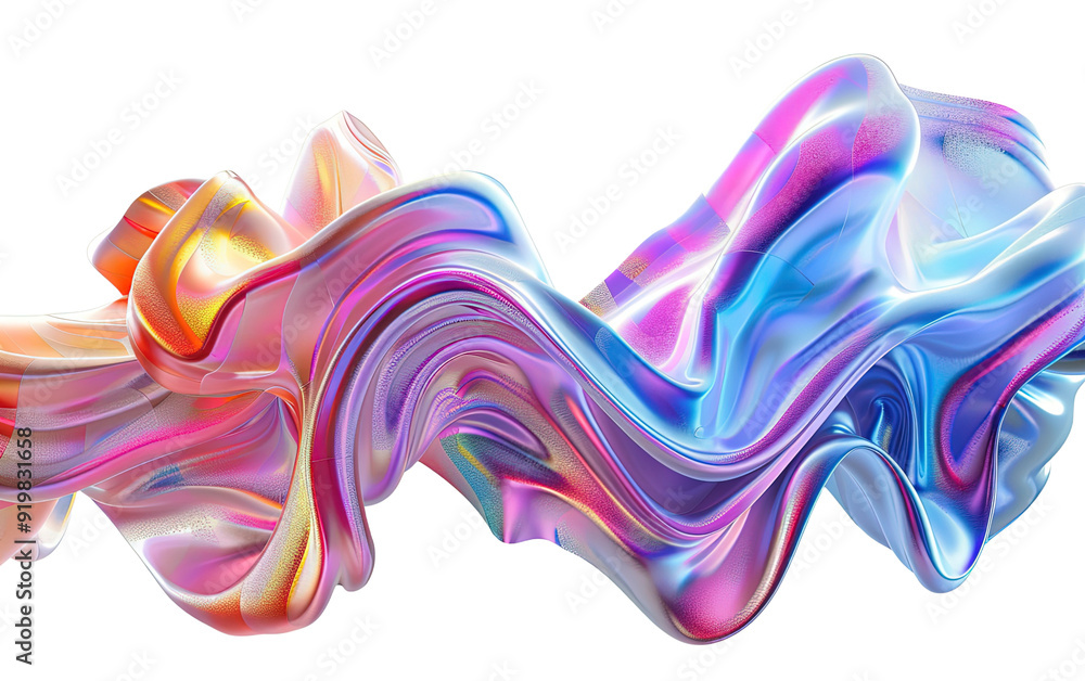 Obraz premium 3d rendering multicolored flowing abstract iridesc isolated on white or transparent background