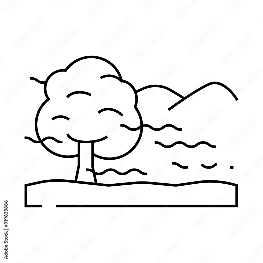 Obraz premium foggy morning autumn season line icon vector. foggy morning autumn season sign. isolated contour symbol black illustration