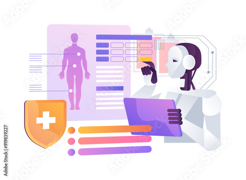 AI-Analyzed Patient Health Monitoring abstract concept vector illustration.