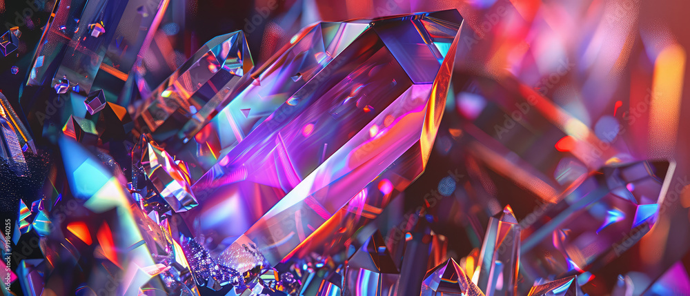 Multicolored crystals with a vibrant illumination effect Multicolored crystals with a vibrant illumination effect