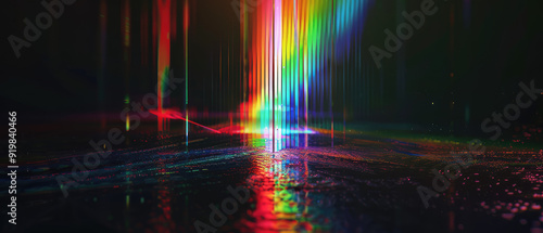 Vertical spectrum of light with colorful reflections scene photo