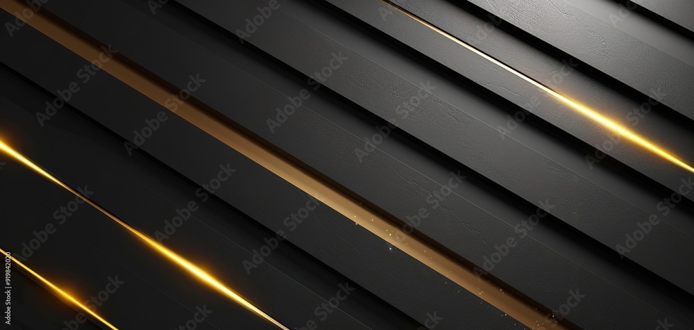 Abstract black and gold geometric background with glowing lines. Abstract black and gold geometric background with glowing lines.