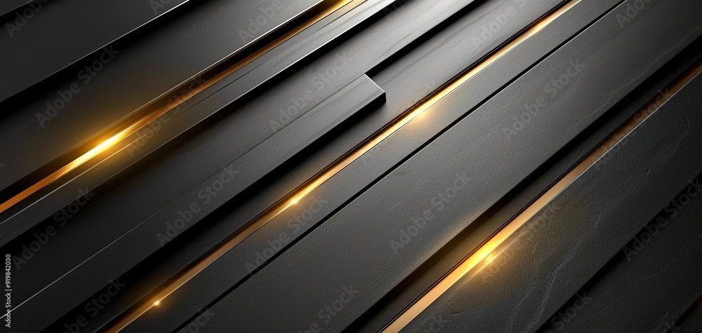 Abstract black and gold geometric background with glowing lines. Abstract black and gold geometric background with glowing lines.