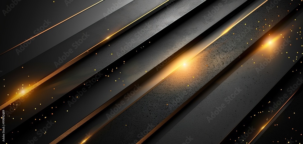 Abstract black and gold geometric background with light effect. Abstract black and gold geometric background with light effect.