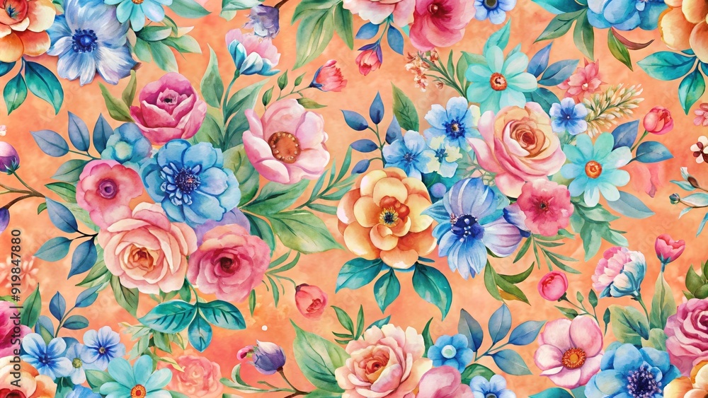 custom made wallpaper toronto digitalFloral seamless pattern with pink, blue