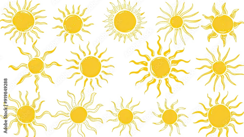 vector icons of suns vector icons of suns
