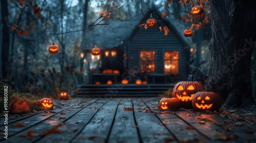 halloween background with pumpkins