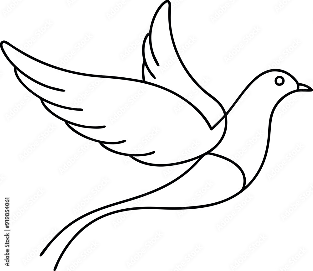 Simple Line Drawing of A Flying Bird Outline Simple Line Drawing of A Flying Bird Outline