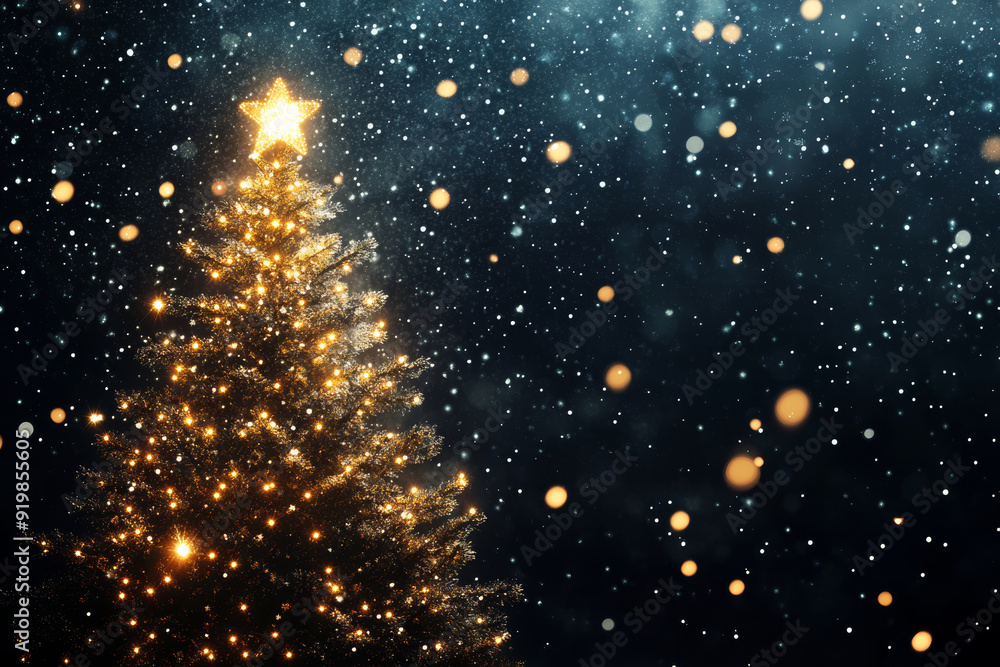Christmas tree with lights on a dark background. Christmas background. Christmas tree with lights on a dark background. Christmas background.