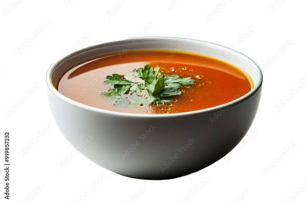 a bowl of soup with separated from white and transparent background