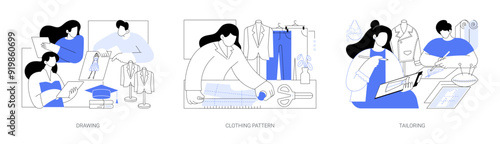 Fashion design school isolated cartoon vector illustrations se