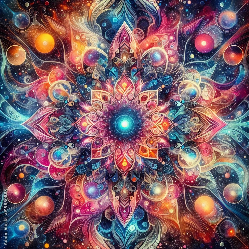 a vibrant wallpaper featuring a kaleidoscope of cosmic patterns and shapes a vibrant wallpaper featuring a kaleidoscope of cosmic patterns and shapes