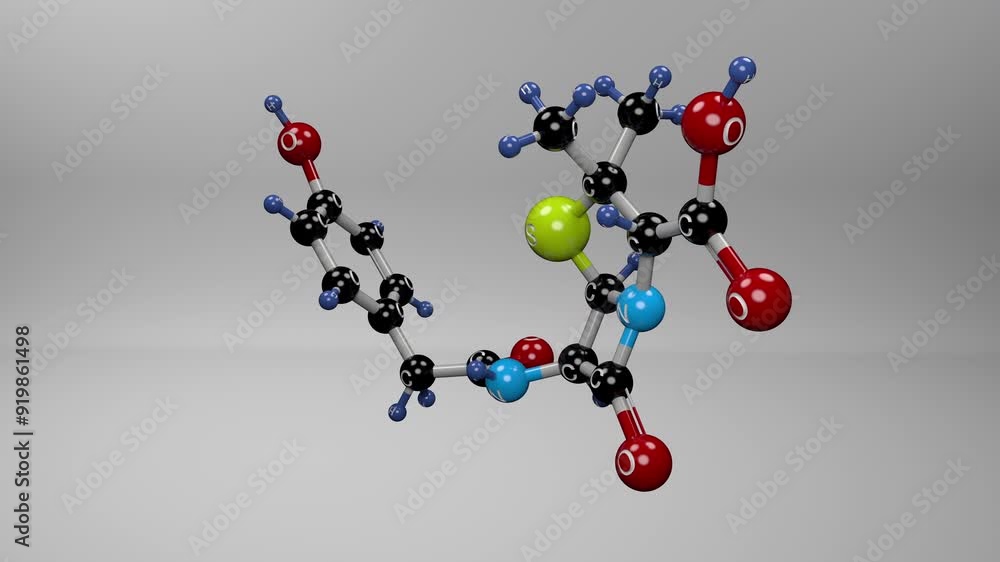Molecular structure of penicillin III, potent antibiotic against streptococcus nas spirochetes bacteria. Molecular structure of penicillin III, potent antibiotic against streptococcus nas spirochetes bacteria.