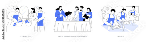 Hospitality courses isolated cartoon vector illustrations se