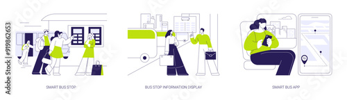 Smart city public transportation abstract concept vector illustrations.