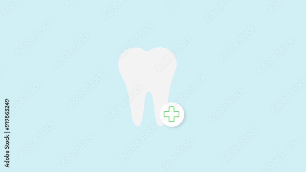 Animated tooth appearing on screen. Health icon in the right corner. Dentist themed animation. Animated tooth appearing on screen. Health icon in the right corner. Dentist themed animation.