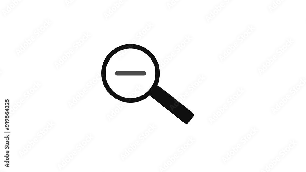 4 zooming animations. Magnifying glass icon appearing on screen. „+“ and „-
4 zooming animations. Magnifying glass icon appearing on screen. „+“ and „-