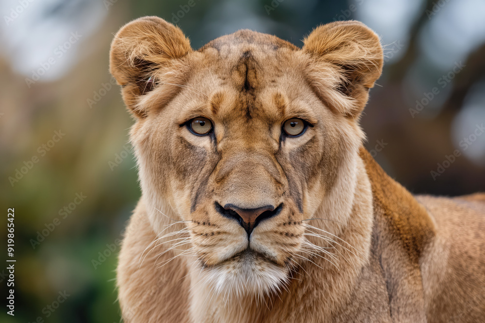 A lion is staring at the camera with its eyes wide open A lion is staring at the camera with its eyes wide open