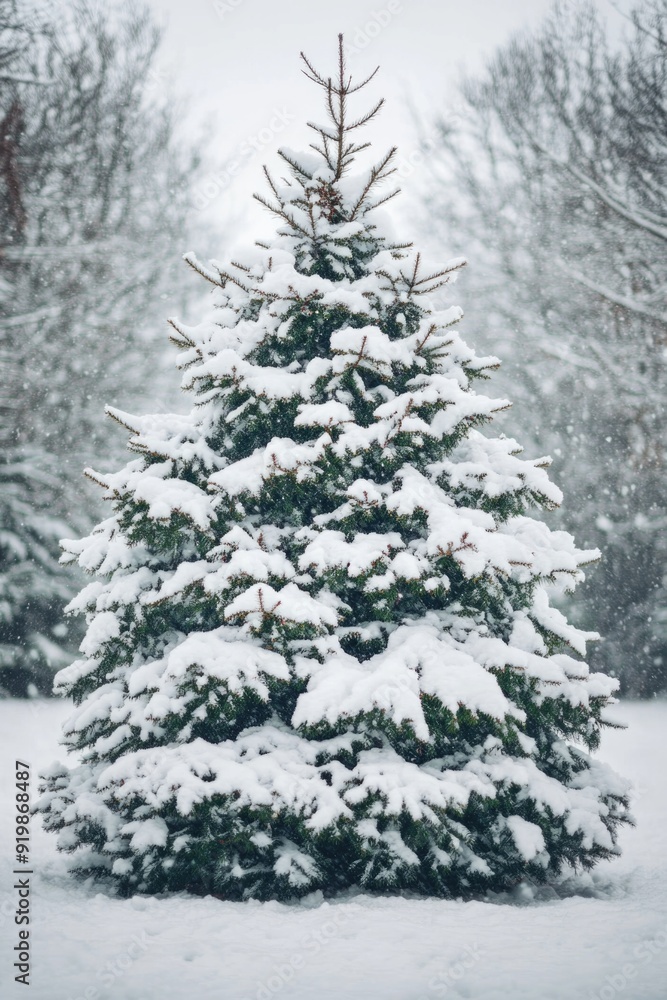 Snowy Pine Tree in Forest Snowy Pine Tree in Forest