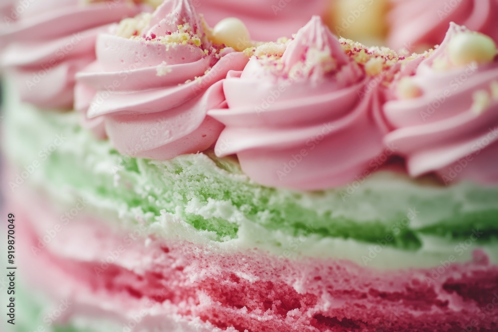 Pink and Green Cake Close Up Pink and Green Cake Close Up
