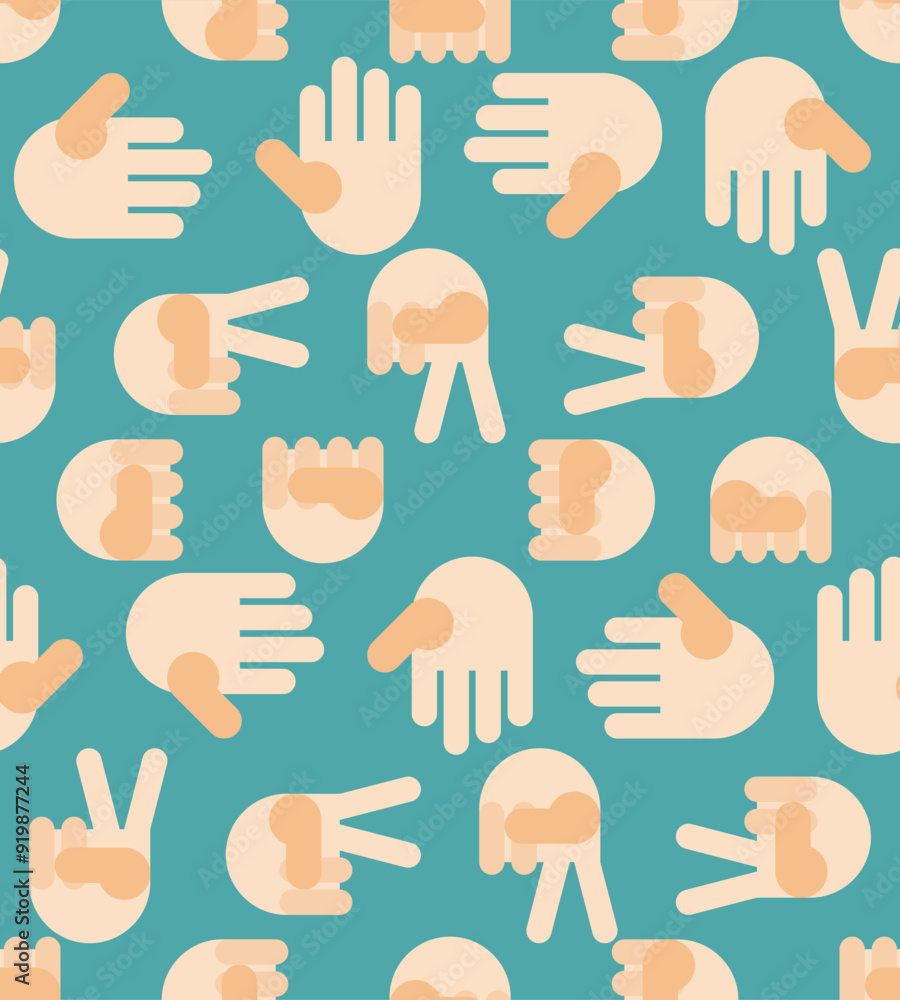 Rock, paper, scissors sign pattern seamless. Hand fist game sign background. Fingers game ornament. Baby fabric texture Rock, paper, scissors sign pattern seamless. Hand fist game sign background. Fingers game ornament. Baby fabric texture
