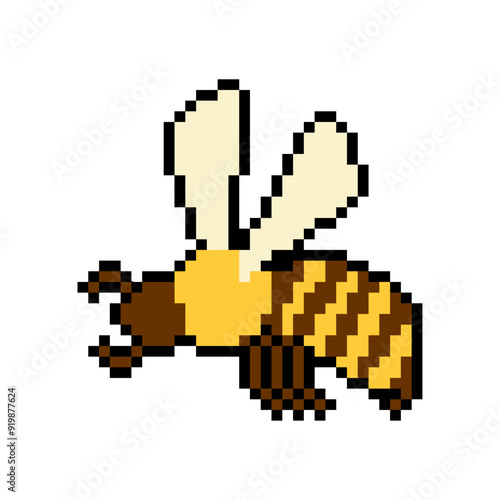 Bee pixel art. insect honeybee 8 bit.