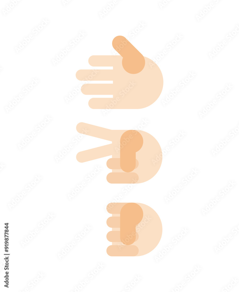 Rock, paper, scissors sign set. Hand fist game sign. Fingers game icon Rock, paper, scissors sign set. Hand fist game sign. Fingers game icon