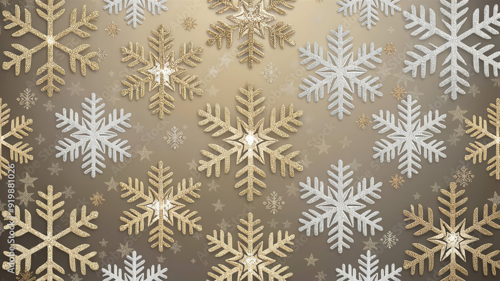 Gold and white snowflake background Gold and white snowflake background