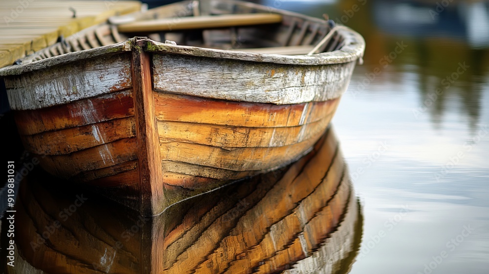 a traditional wooden boat moored at the lake shore a traditional wooden boat moored at the lake shore