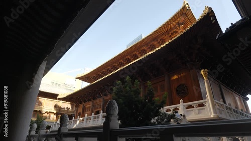 the scenery inside and outside jingan temple in shangai city photo