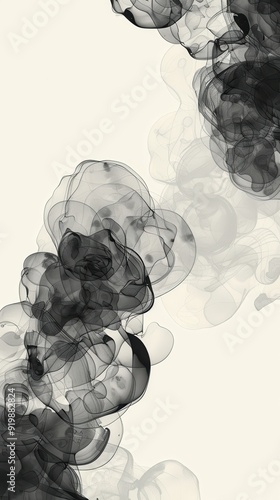 Abstract Black and White Ink Swirls photo