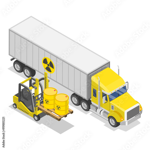 3D Isometric Flat Vector Set of Radioactive Waste Items, Hazardous Waste Management. Item 2