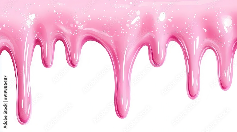 Fototapeta premium Dripping pink glossy liquid creates a vibrant and playful visual effect, perfect for beauty, cosmetics, or artistic design themes.