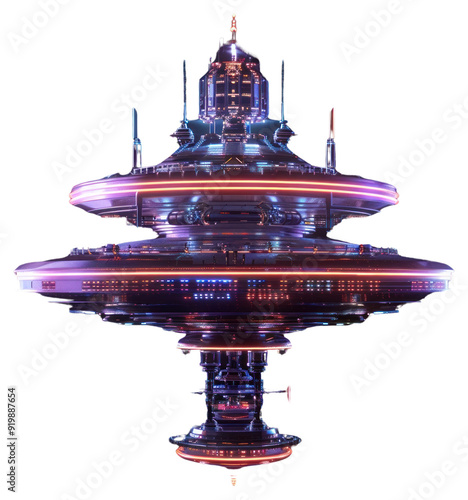Fototapeta Naklejka Na Ścianę i Meble -  PNG Futuristic glowing space station