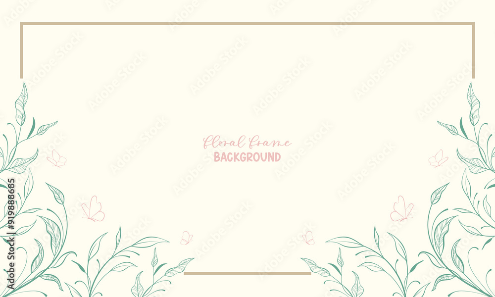Stylish vector floral frame card. Wedding invitation or brochure template with place for text. Stylized floral border on a pastel background Stylish vector floral frame card. Wedding invitation or brochure template with place for text. Stylized floral border on a pastel background