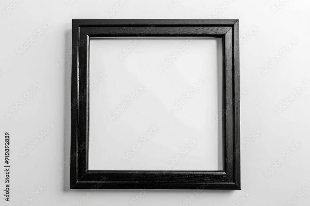 Square Black Frame. Thin Wooden Square Frame with White Mat Isolated for Artwork Square Black Frame. Thin Wooden Square Frame with White Mat Isolated for Artwork
