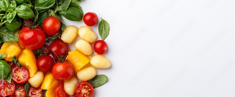 Cooking With Potato Gnocchi On White Background, Close-Up, Vibrant, Traditional, Inviting Cooking With Potato Gnocchi On White Background, Close-Up, Vibrant, Traditional, Inviting