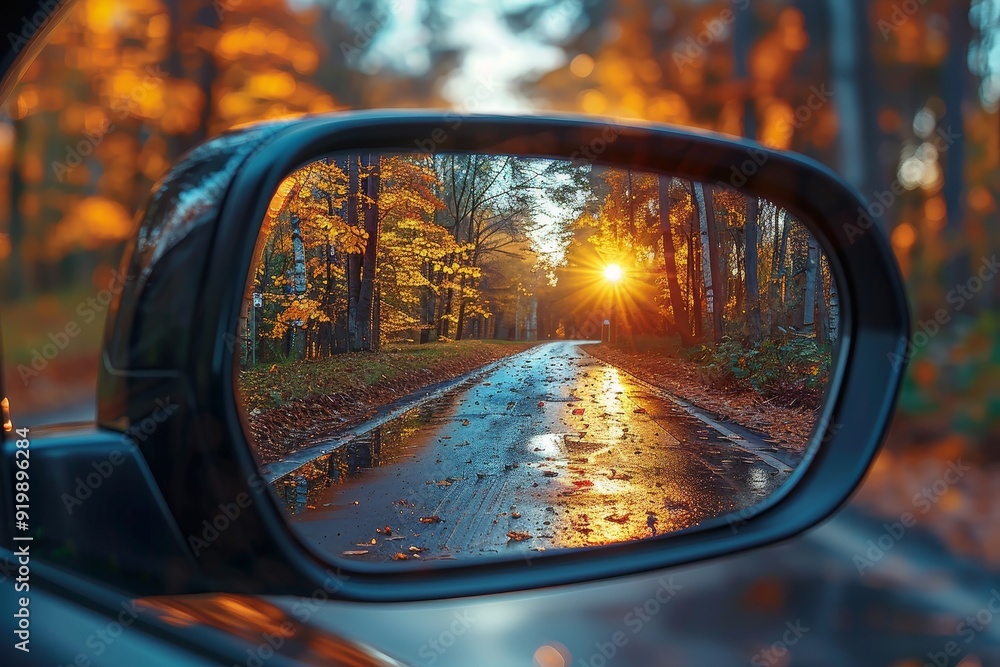 Enhanced visibility through the interior car rearview mirror perspective for optimal safety Enhanced visibility through the interior car rearview mirror perspective for optimal safety
