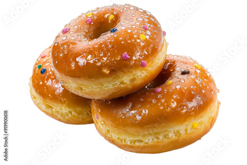 donuts glazed three separated from white and transparent background