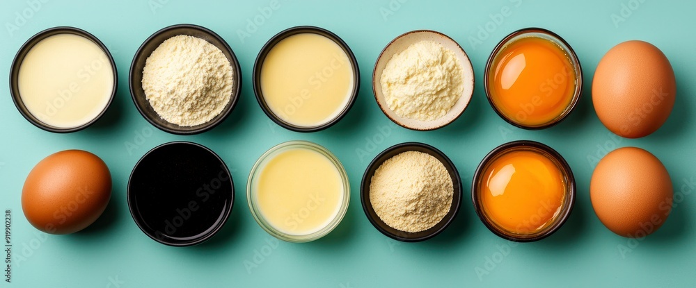 Bechamel Sauce Ingredients, Top View, Skillet Pan, Cheese, Flour, Milk, Preparation, Detailed Bechamel Sauce Ingredients, Top View, Skillet Pan, Cheese, Flour, Milk, Preparation, Detailed